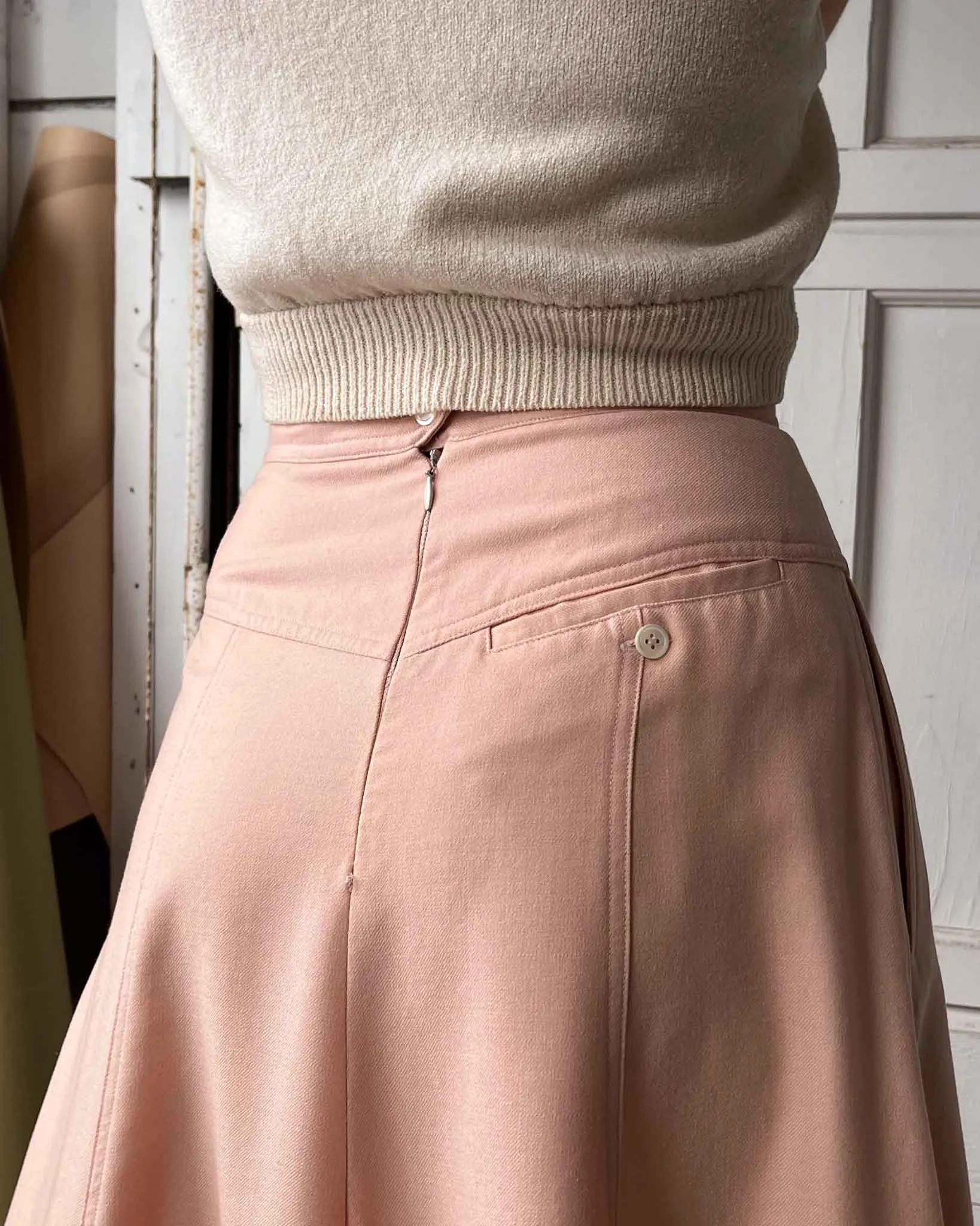 80s Pink Drop Waist Skirt | S