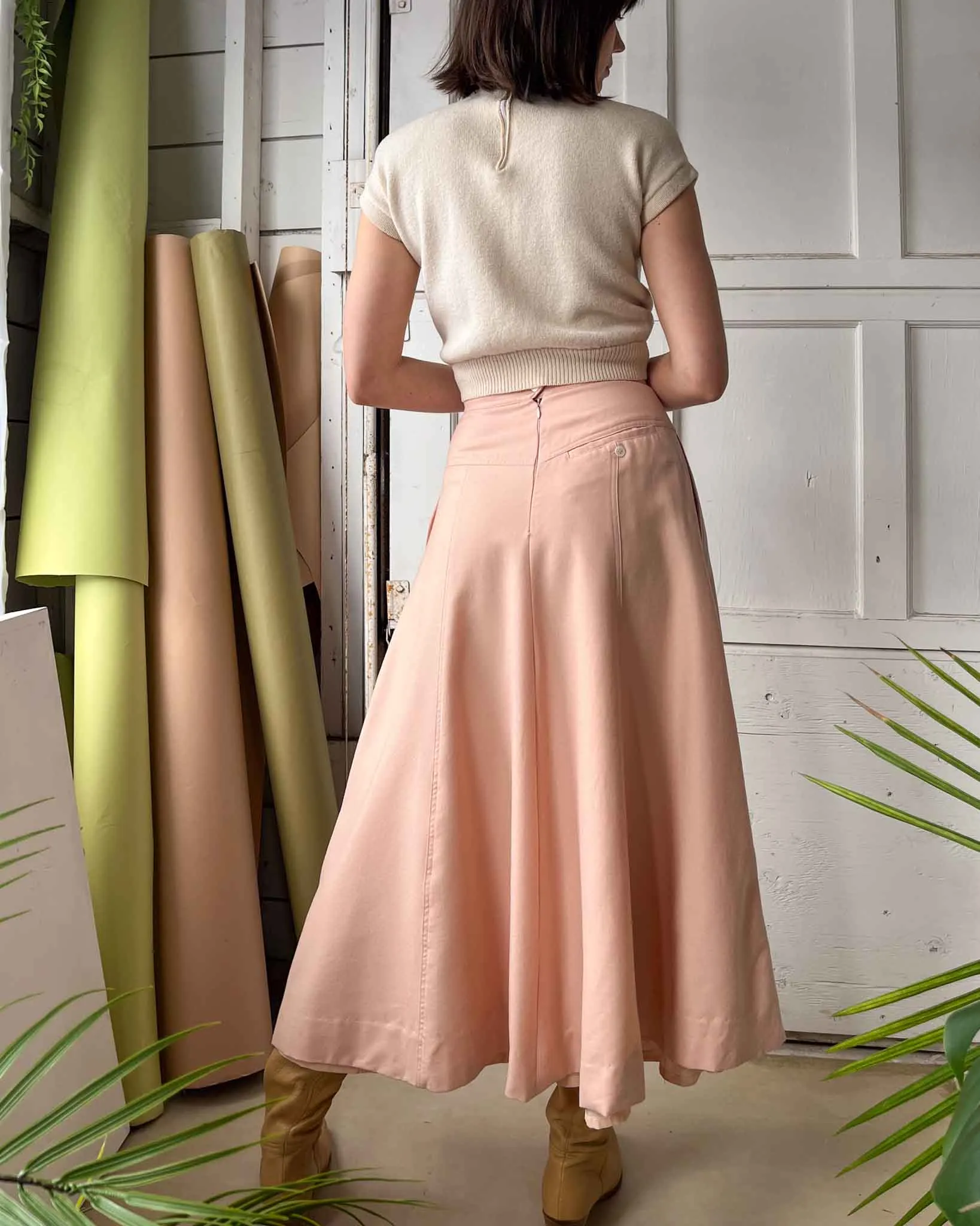 80s Pink Drop Waist Skirt | S
