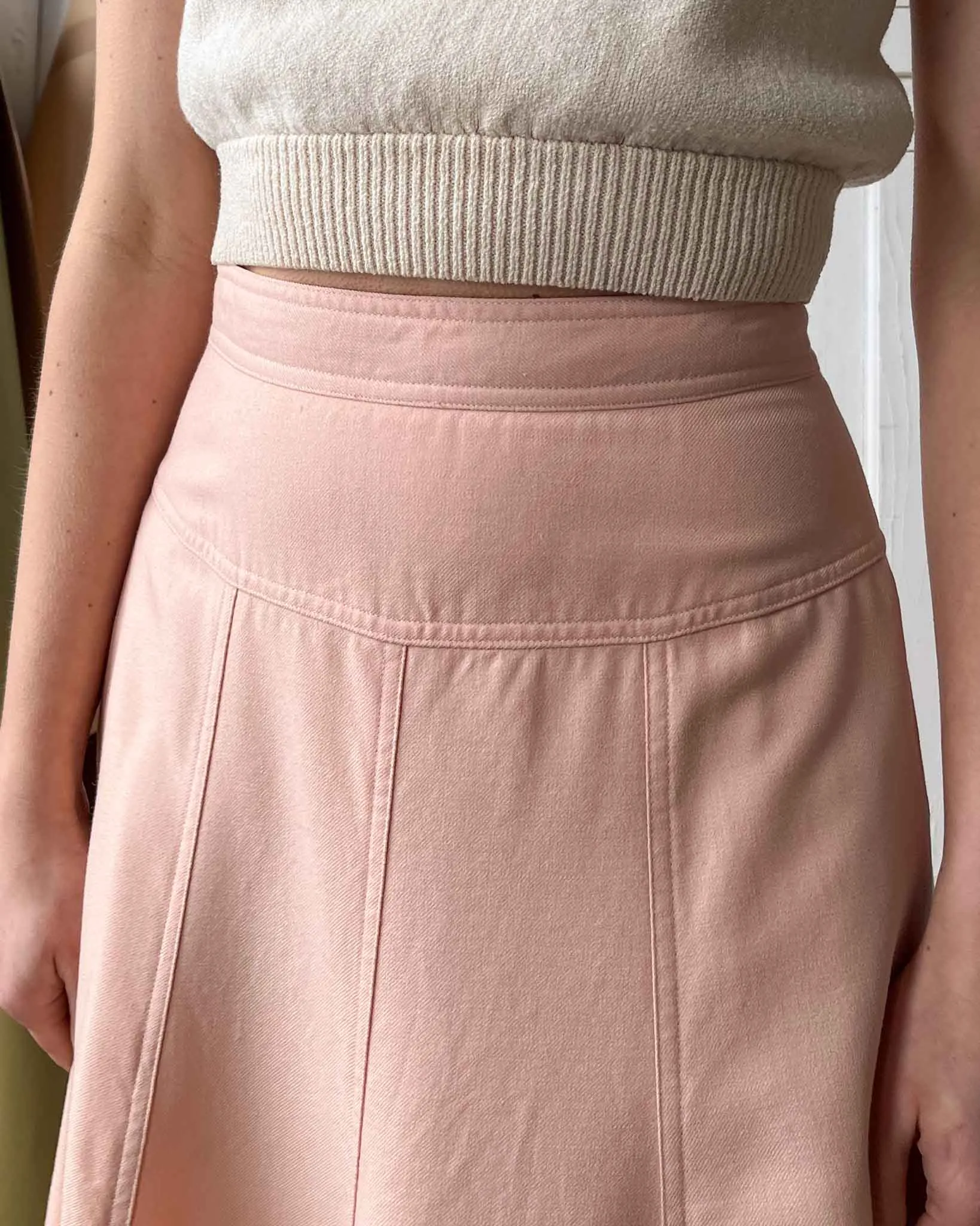 80s Pink Drop Waist Skirt | S