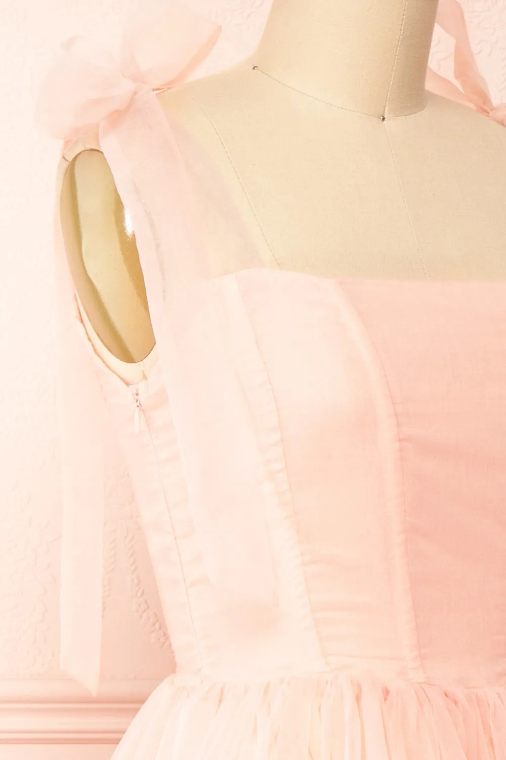 Abigail | Tiered Pink Tulle Midi Dress