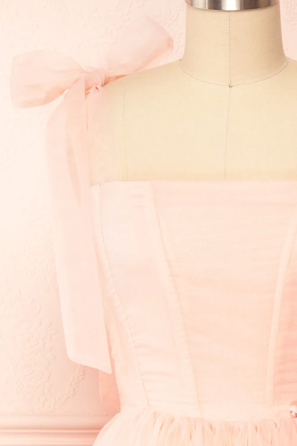 Abigail | Tiered Pink Tulle Midi Dress