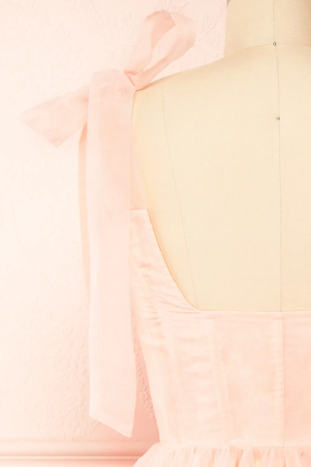 Abigail | Tiered Pink Tulle Midi Dress