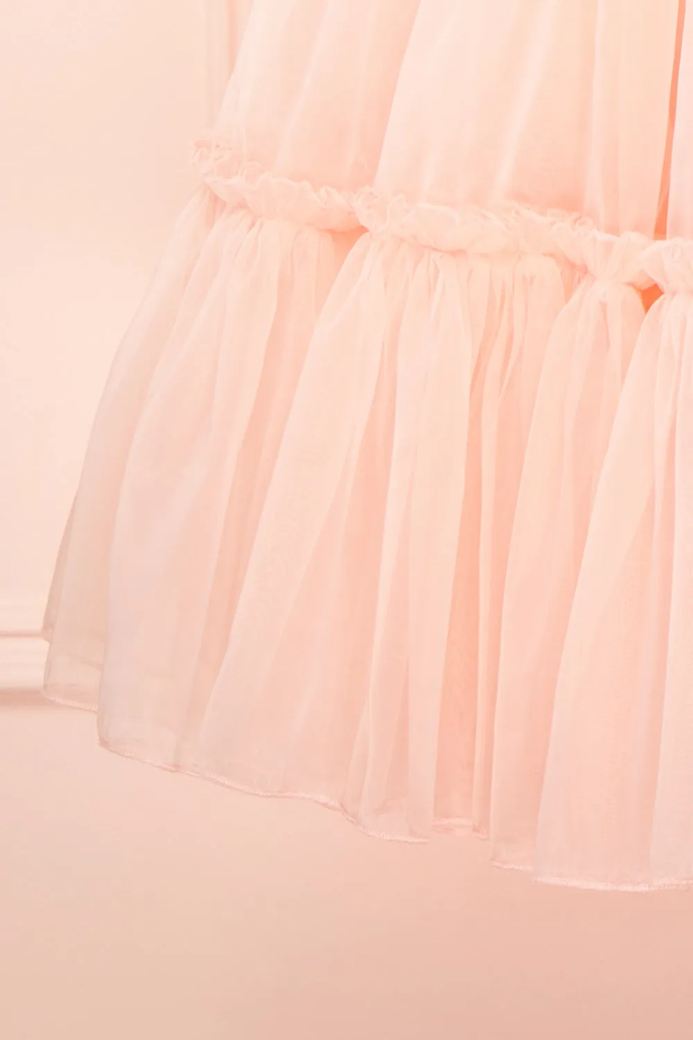 Abigail | Tiered Pink Tulle Midi Dress