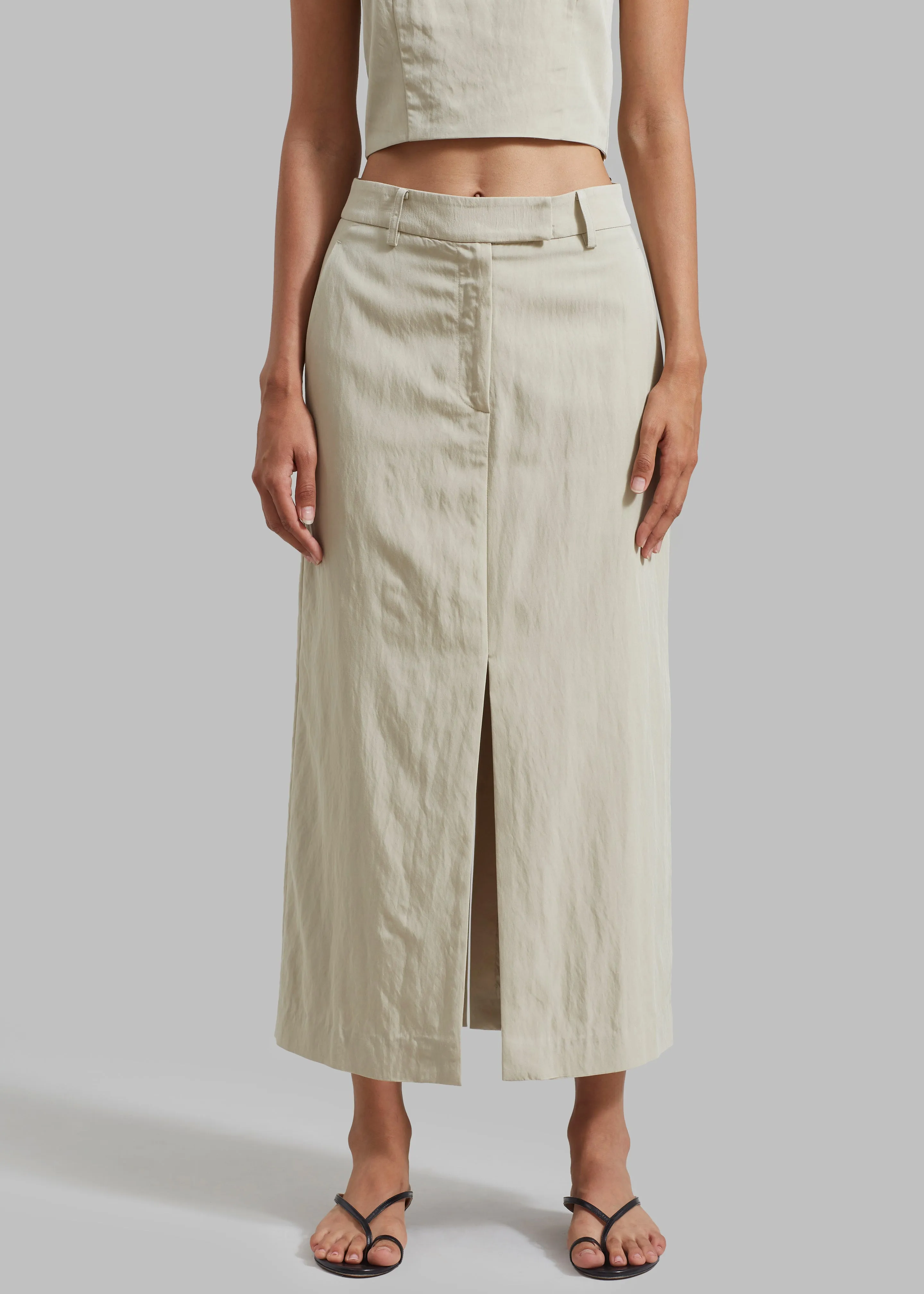 Anastasia Slit Midi Skirt - Sage