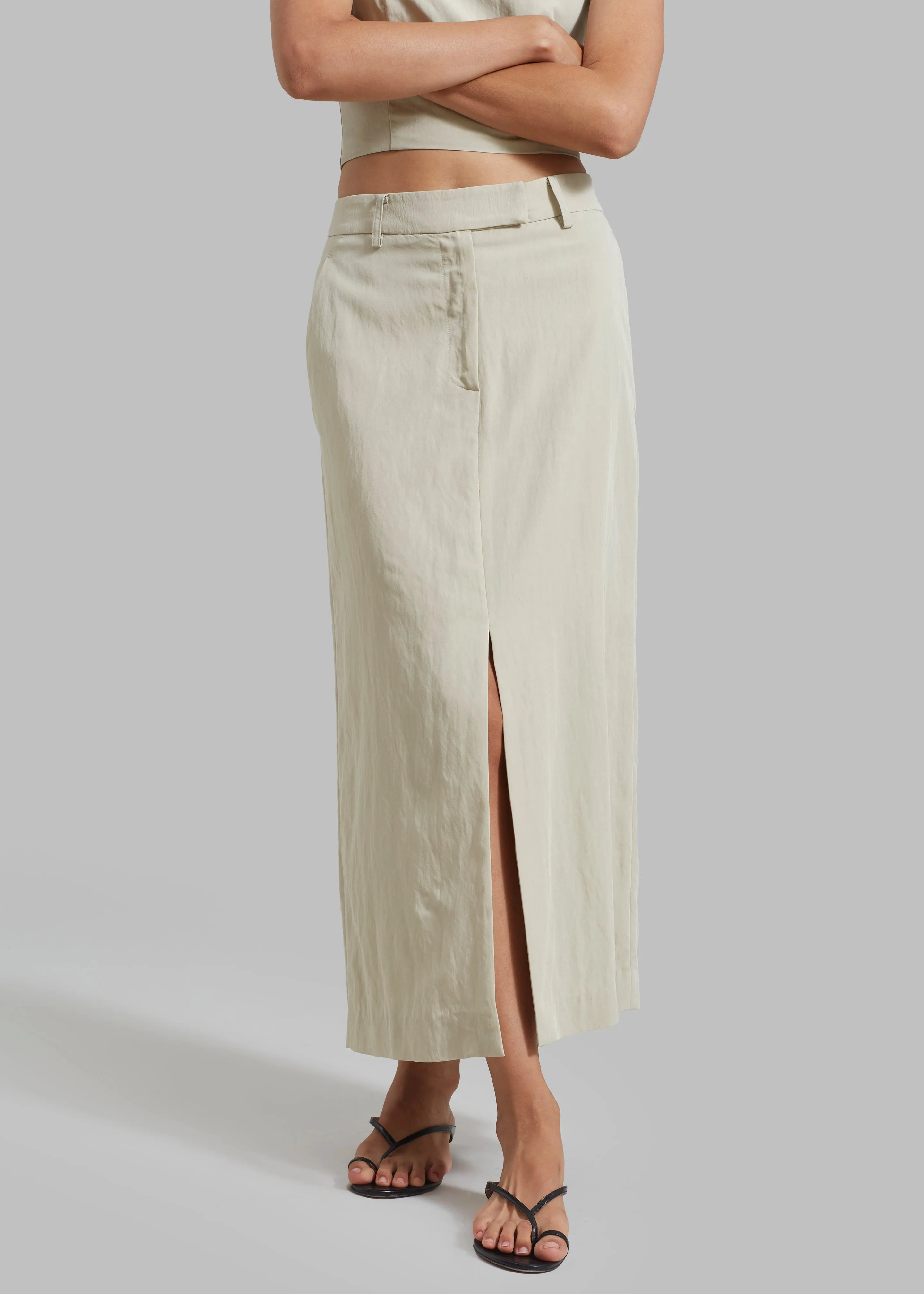 Anastasia Slit Midi Skirt - Sage