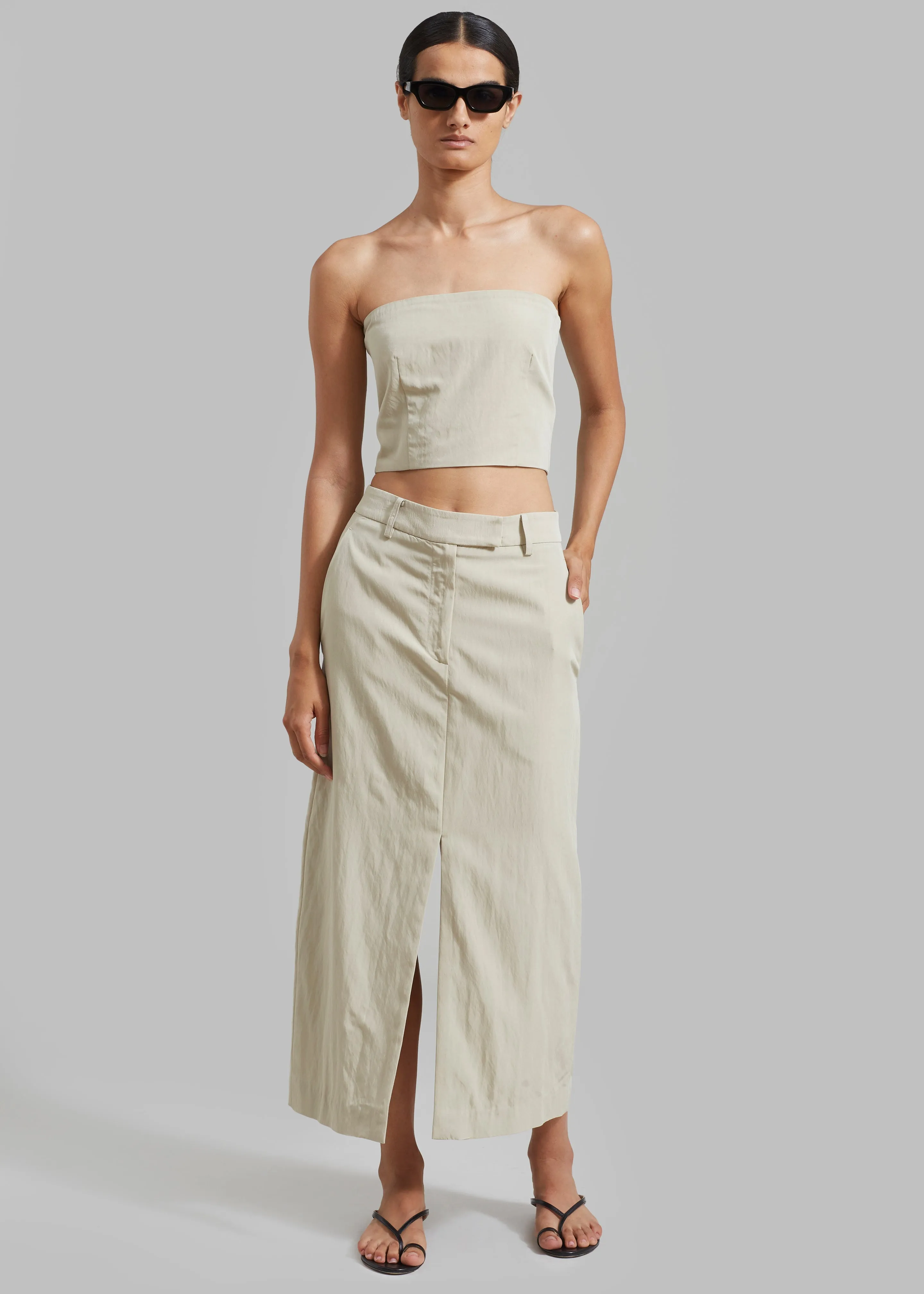 Anastasia Slit Midi Skirt - Sage