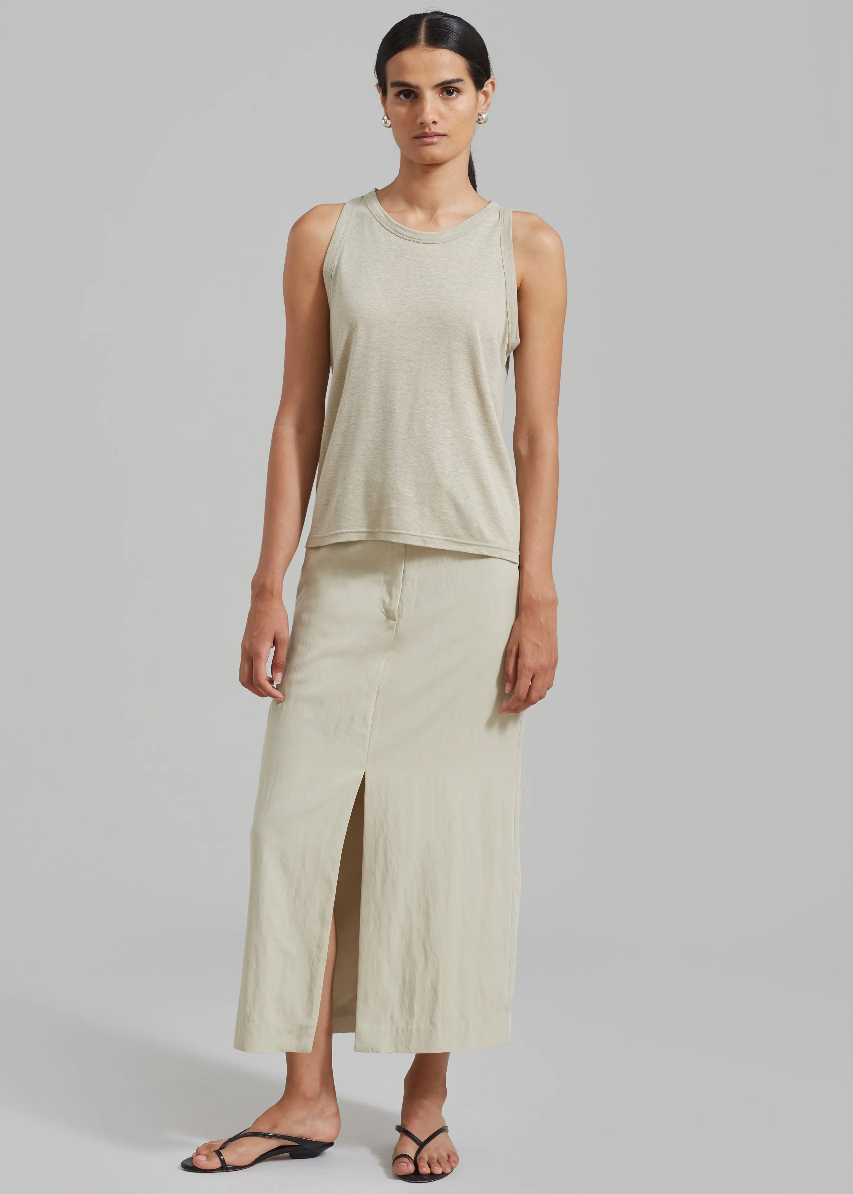Anastasia Slit Midi Skirt - Sage