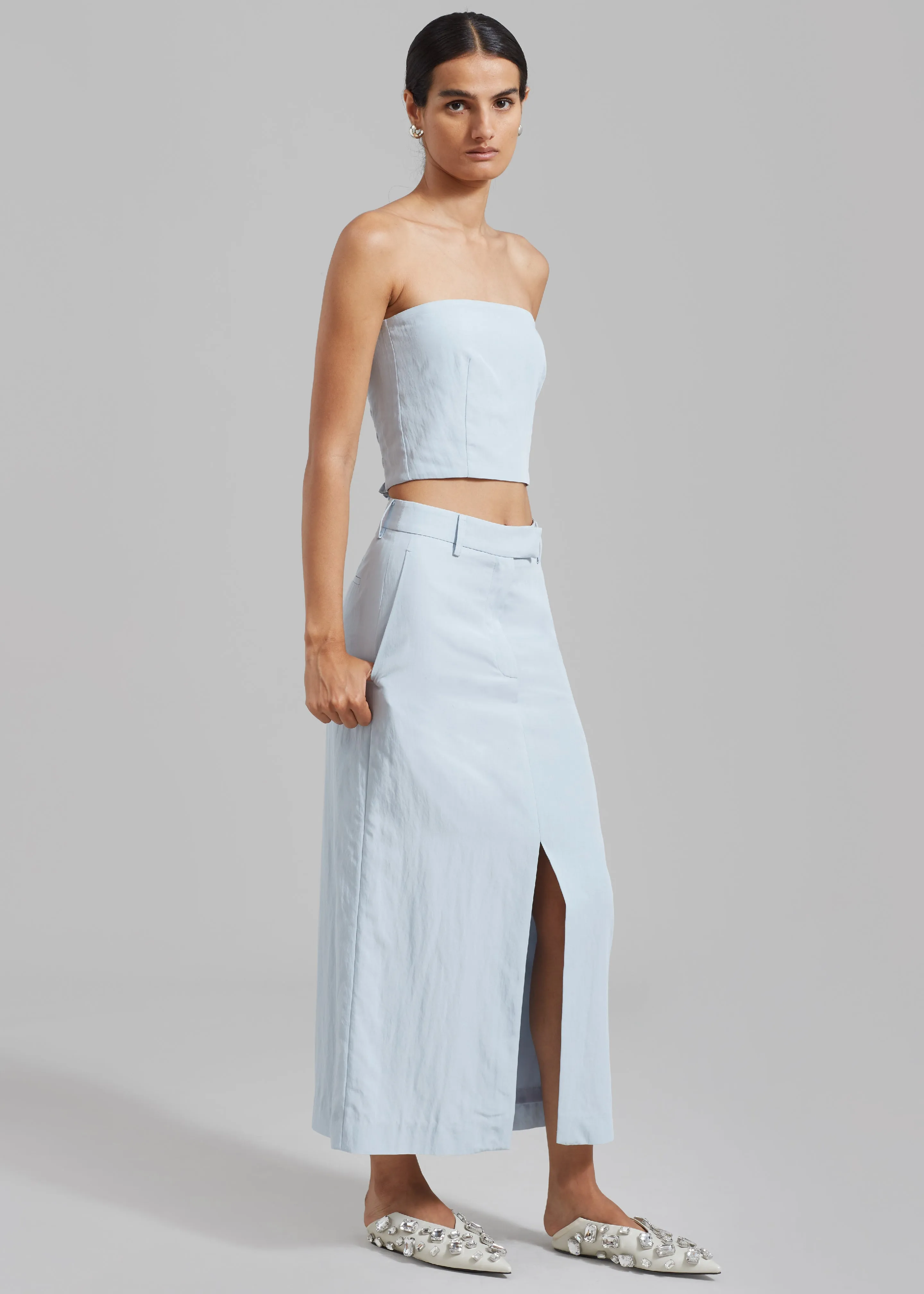 Anastasia Slit Midi Skirt - Sky