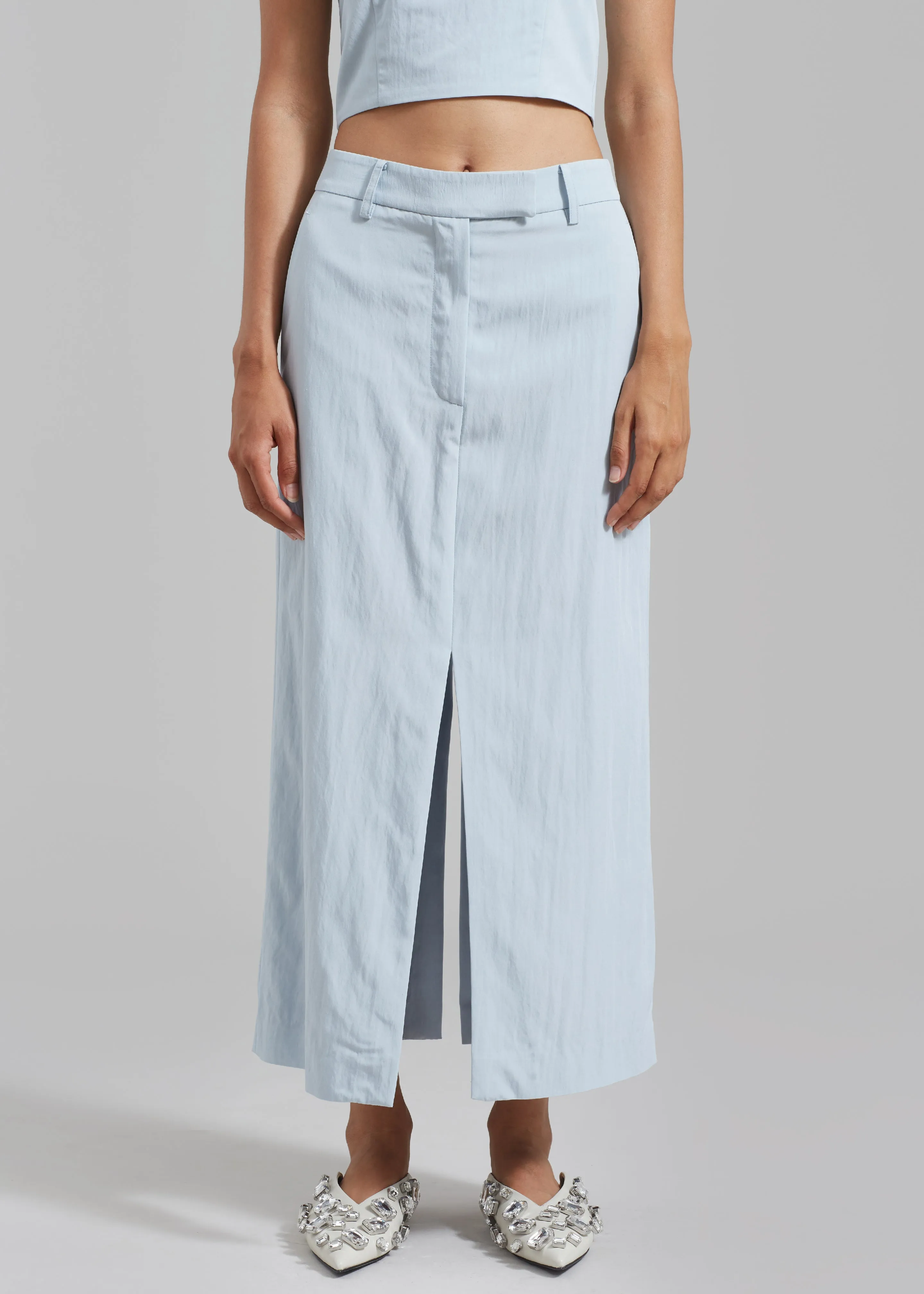 Anastasia Slit Midi Skirt - Sky