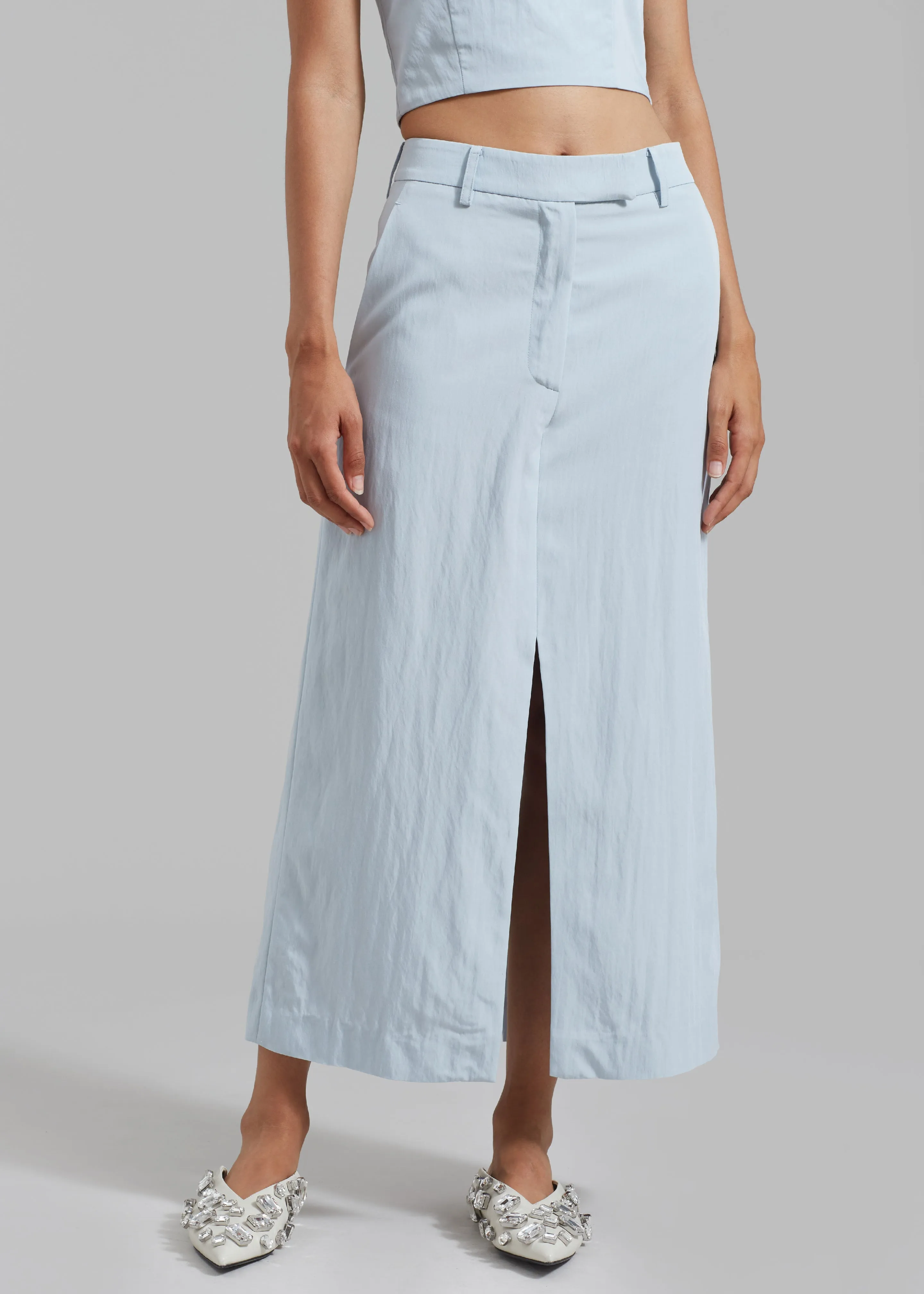 Anastasia Slit Midi Skirt - Sky