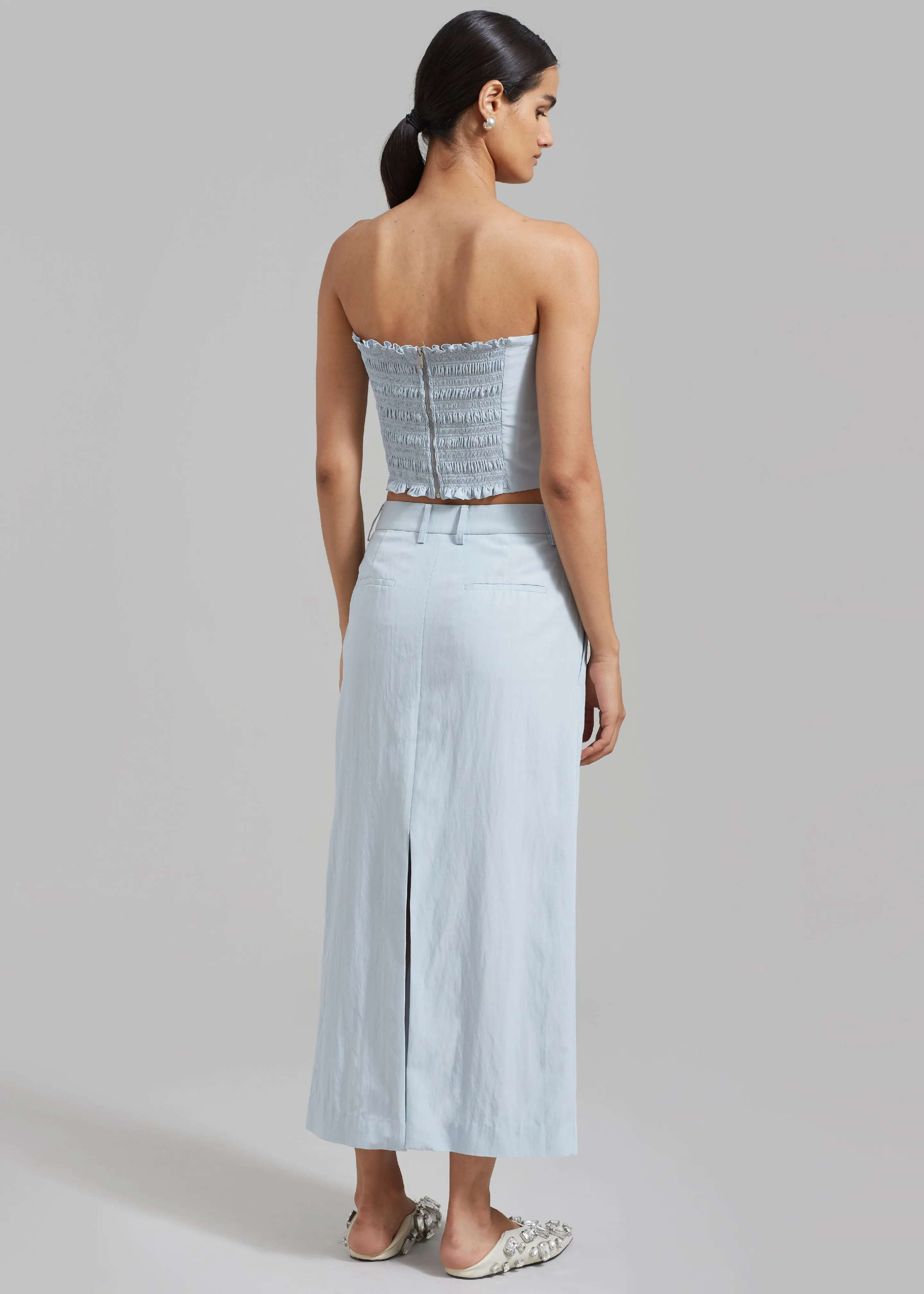 Anastasia Slit Midi Skirt - Sky