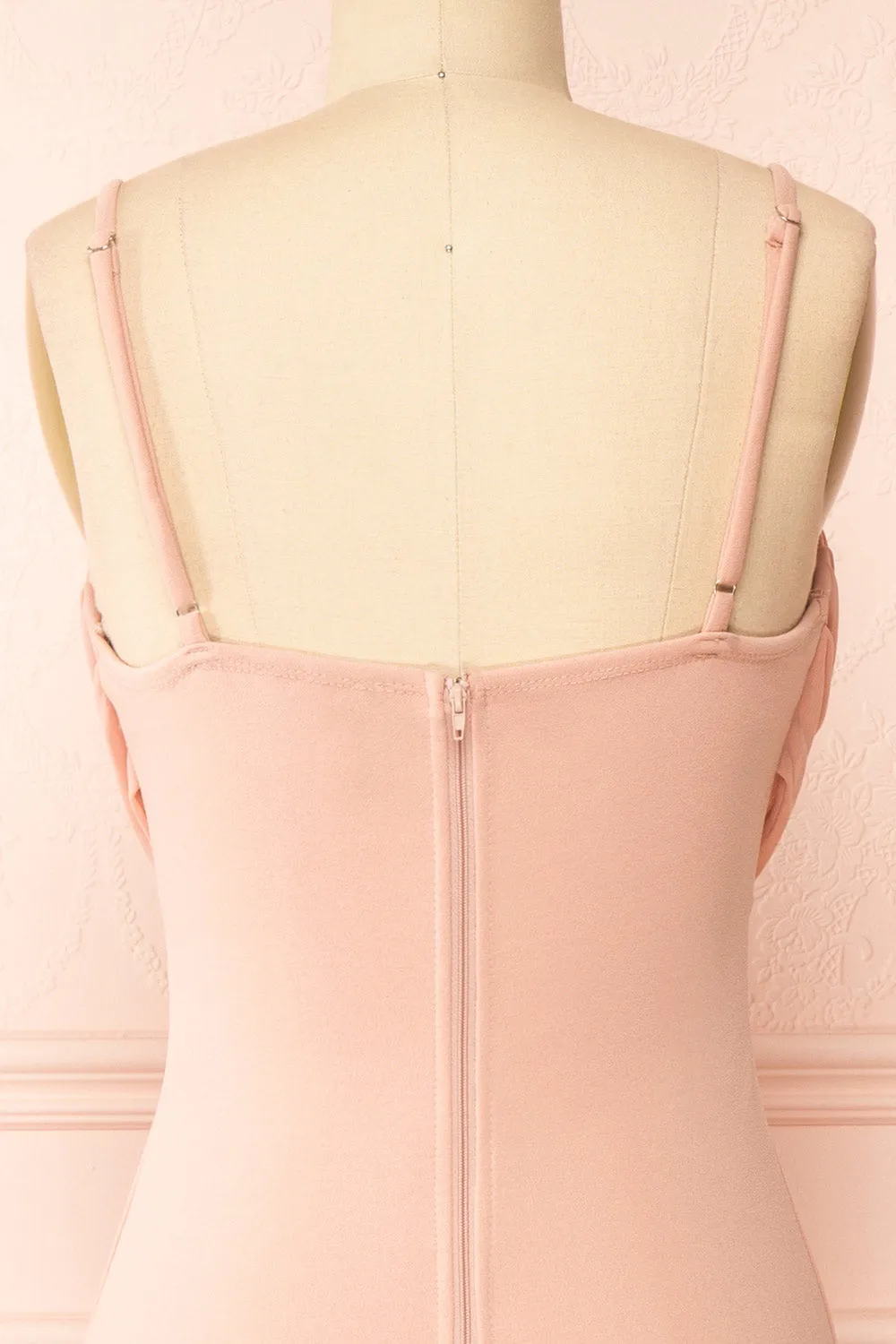 Astoria Pink | Fitted Midi Dress w/ Cowl Neck