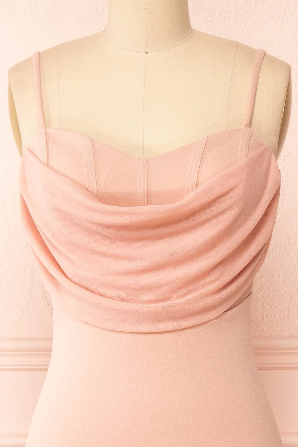 Astoria Pink | Fitted Midi Dress w/ Cowl Neck