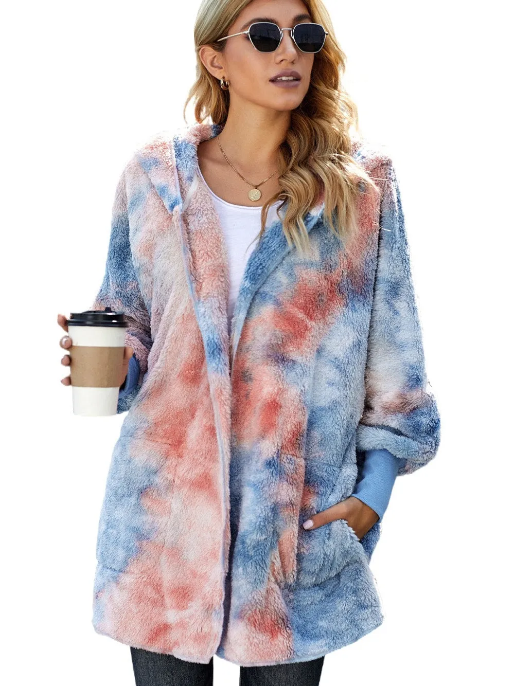 Blue and Peach Tie-Dye Fleece