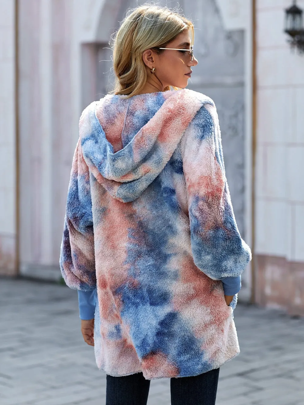 Blue and Peach Tie-Dye Fleece