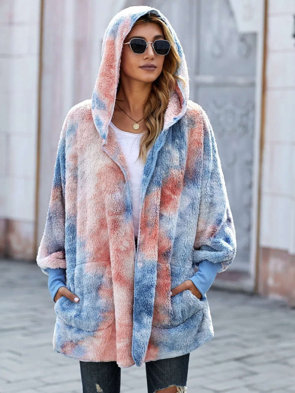 Blue and Peach Tie-Dye Fleece