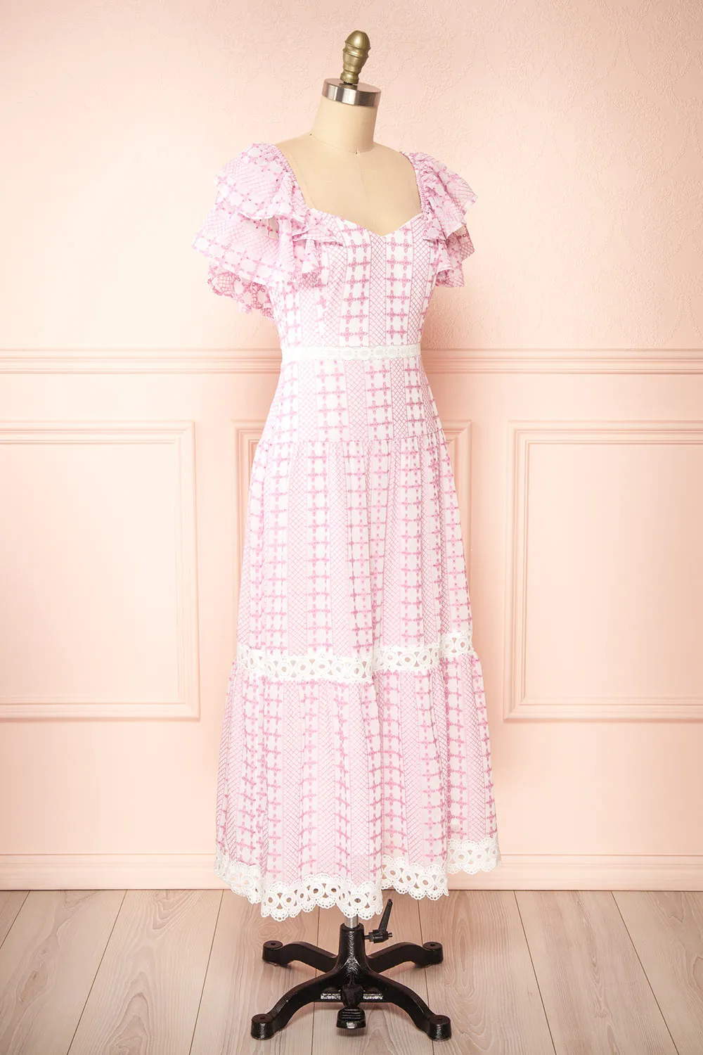 Brogae | Ruffled Openwork Midi Dress