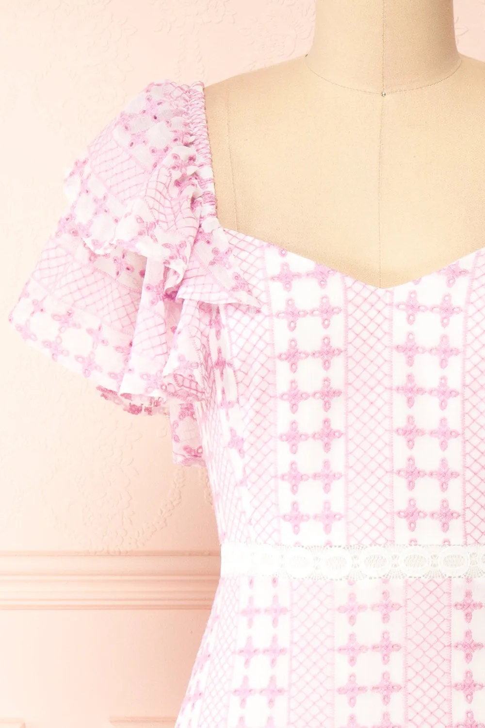 Brogae | Ruffled Openwork Midi Dress