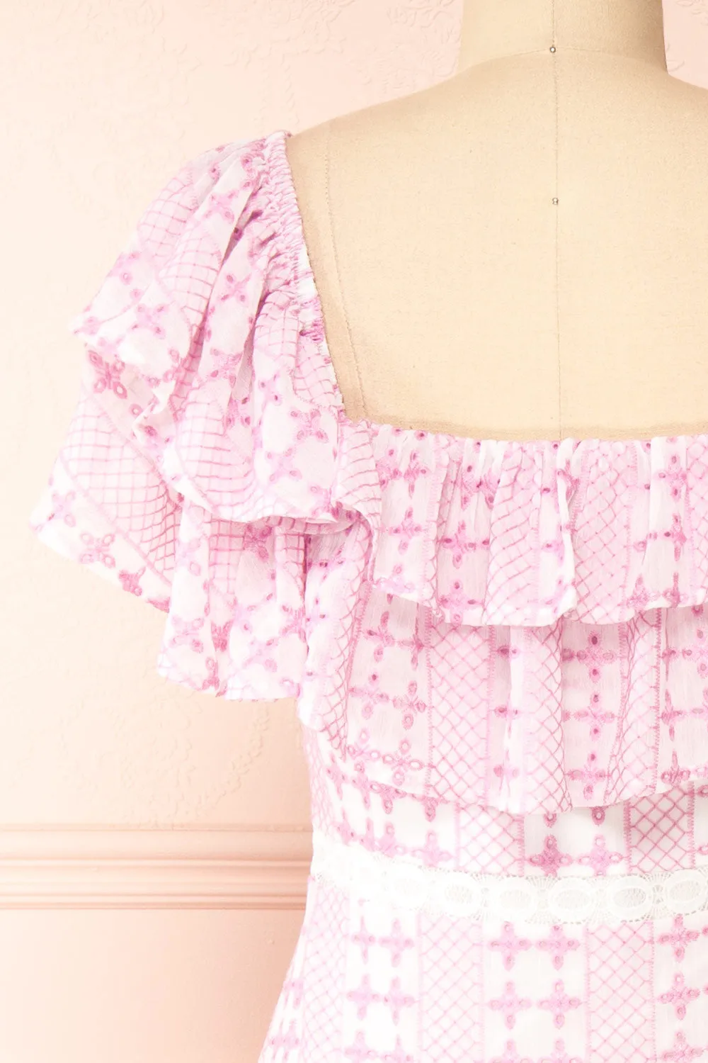 Brogae | Ruffled Openwork Midi Dress