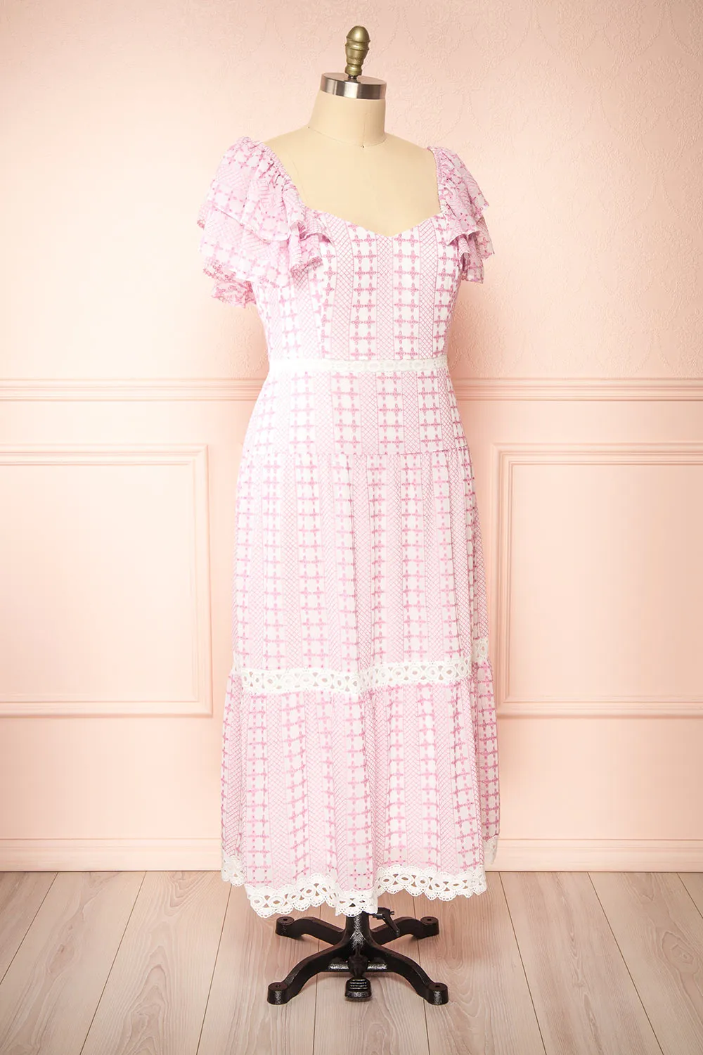 Brogae | Ruffled Openwork Midi Dress