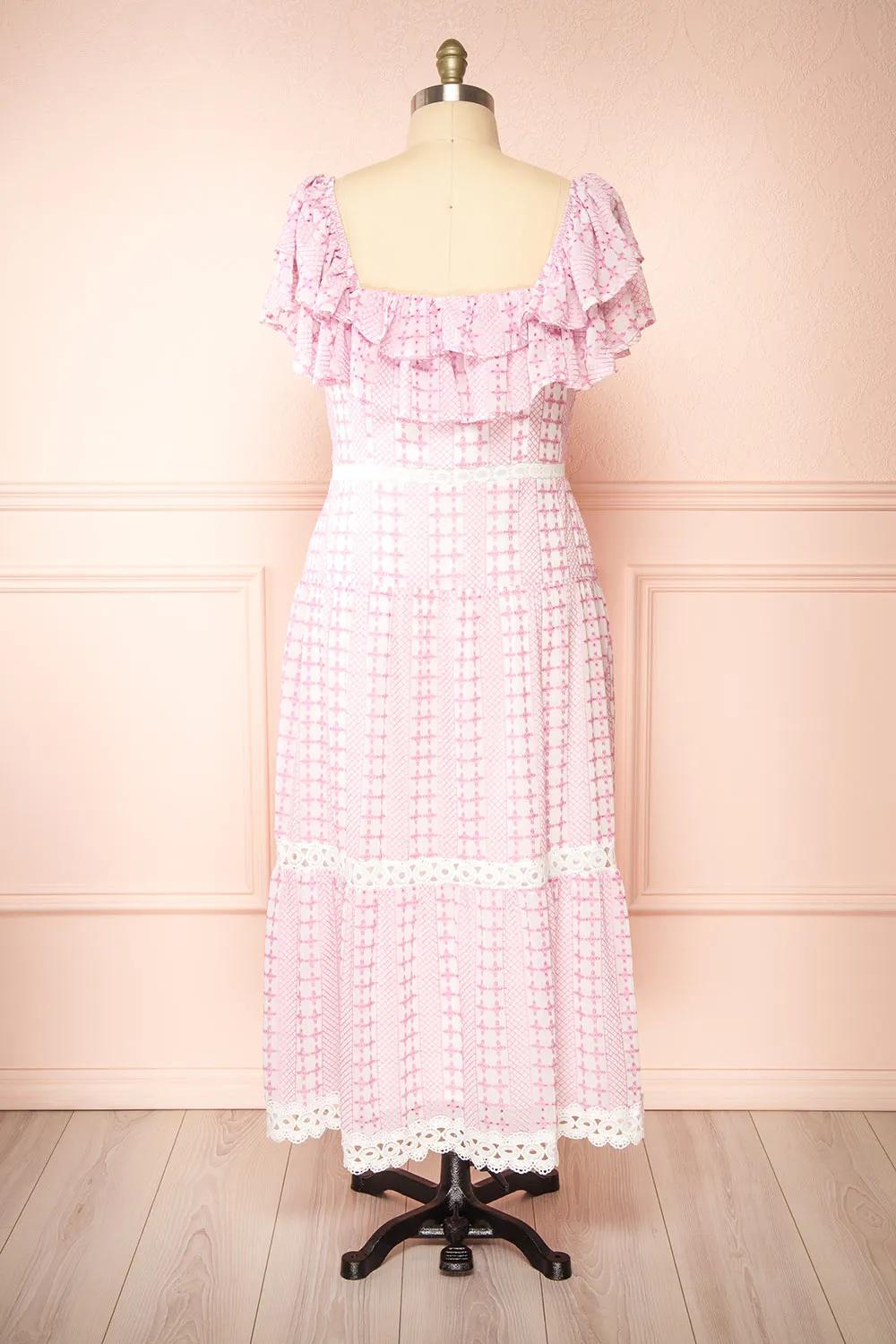 Brogae | Ruffled Openwork Midi Dress