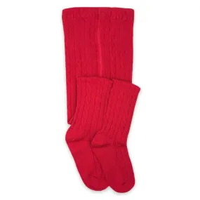 Cableknit Tights -- Red