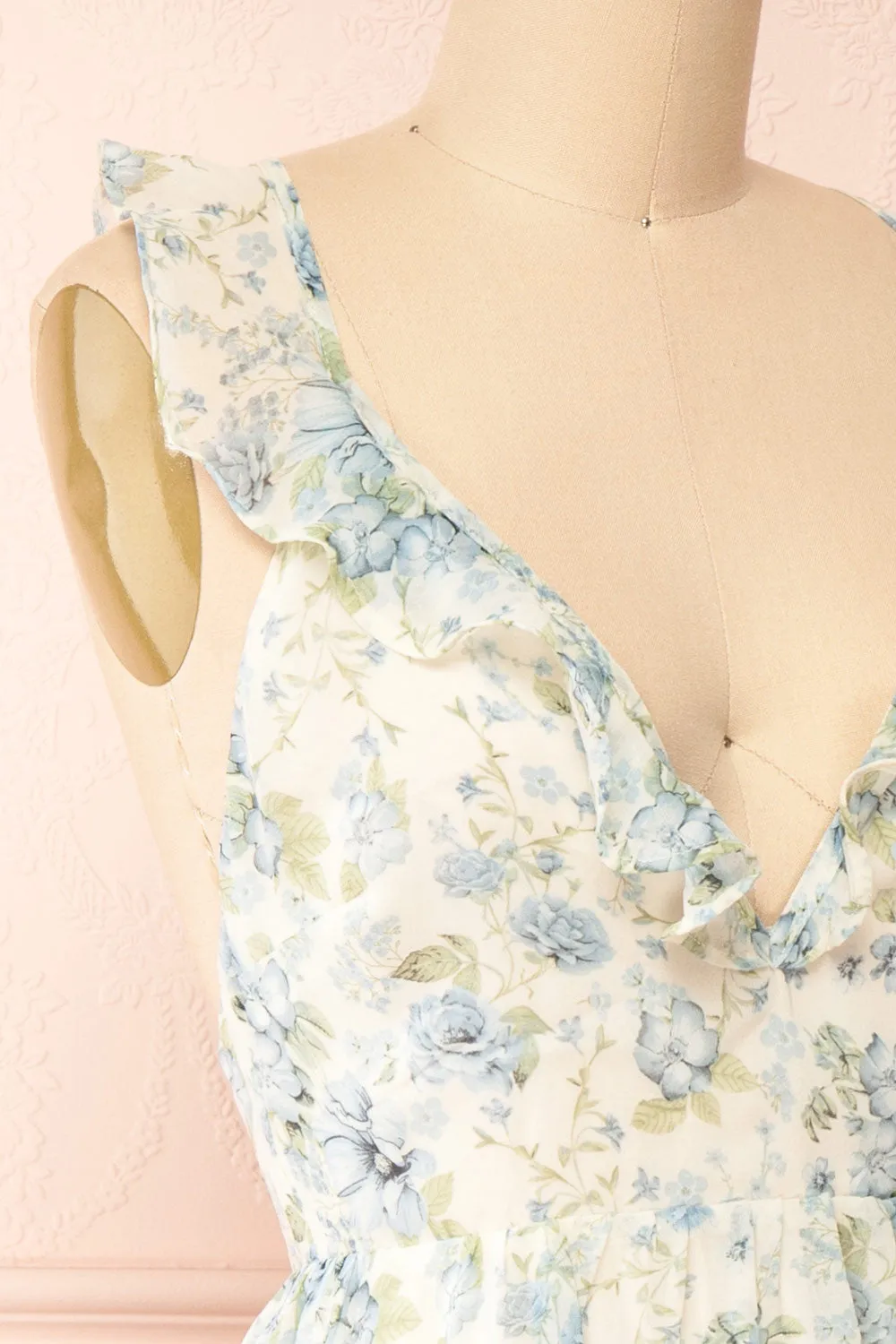 Calania | Tiered Floral Midi Dress w/ Ruffles