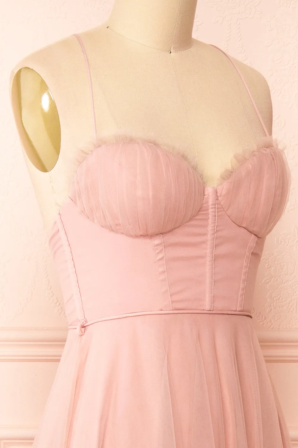 Chaya Pink | Midi Tulle Dress w/ Corset