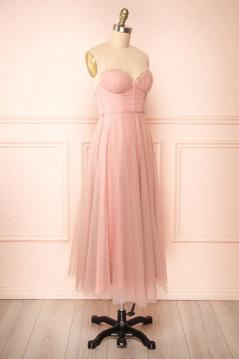 Chaya Pink | Midi Tulle Dress w/ Corset