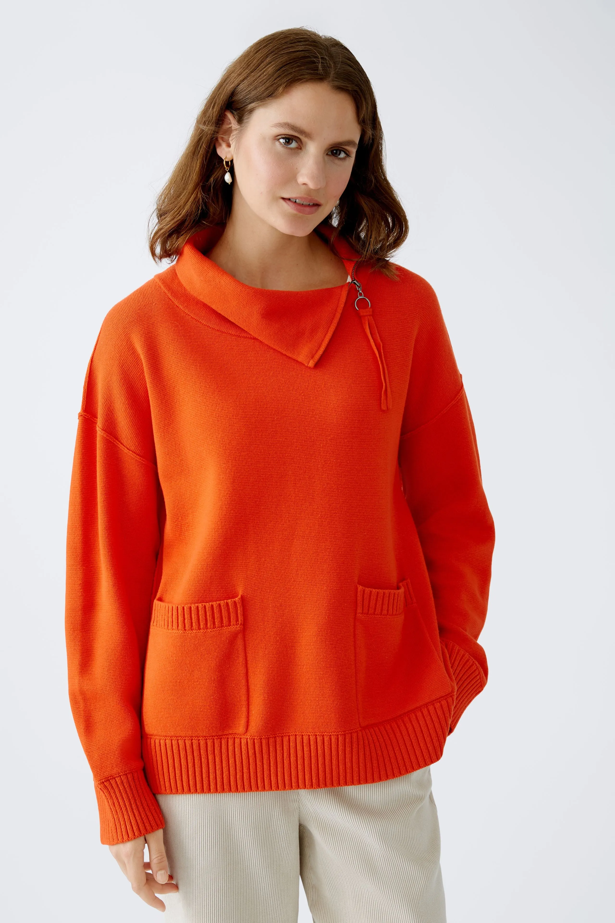 Cotton Blend Pullover in Cherry Tomato