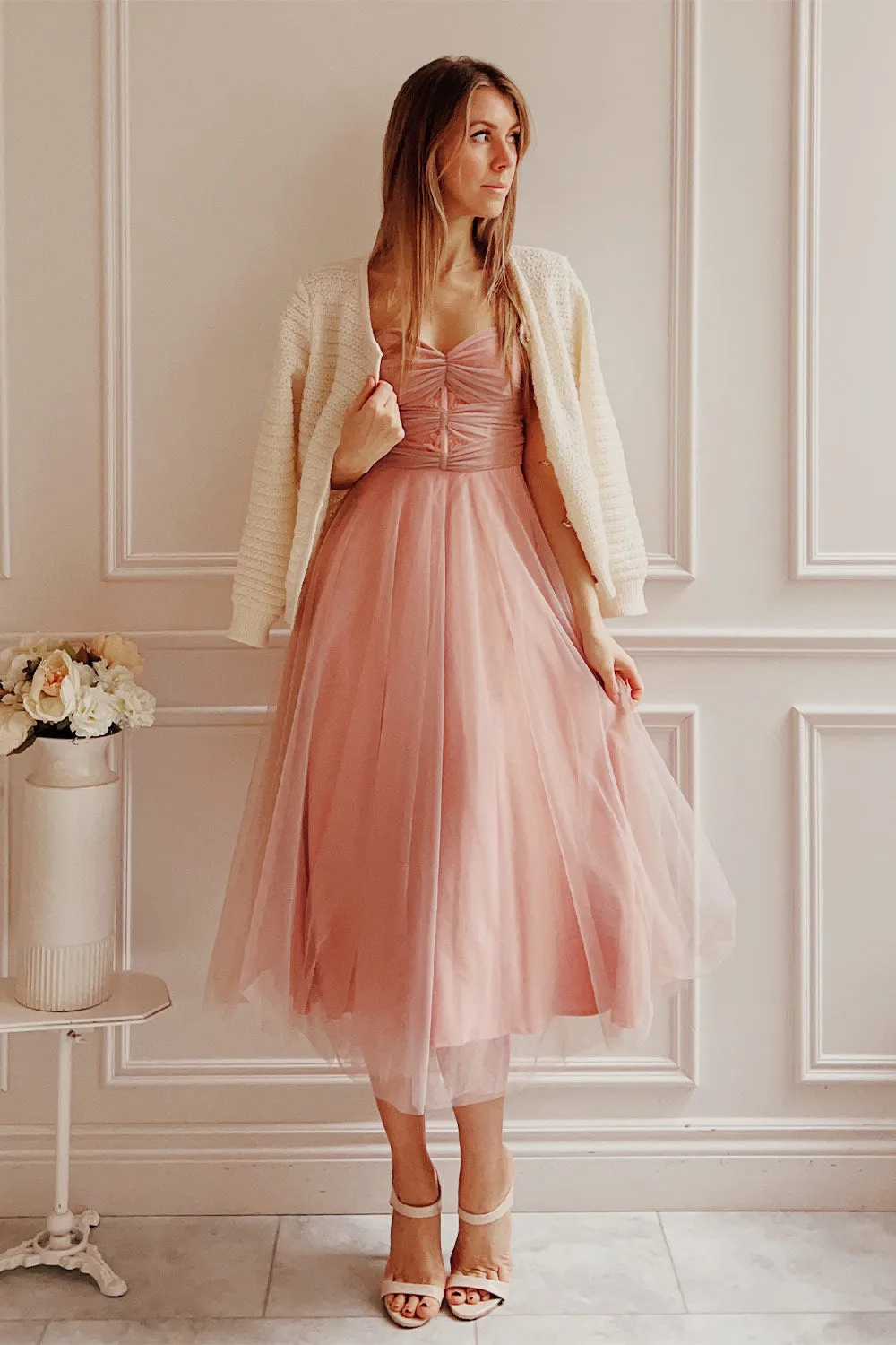 Cyrilla | Midi Pink Tulle Dress