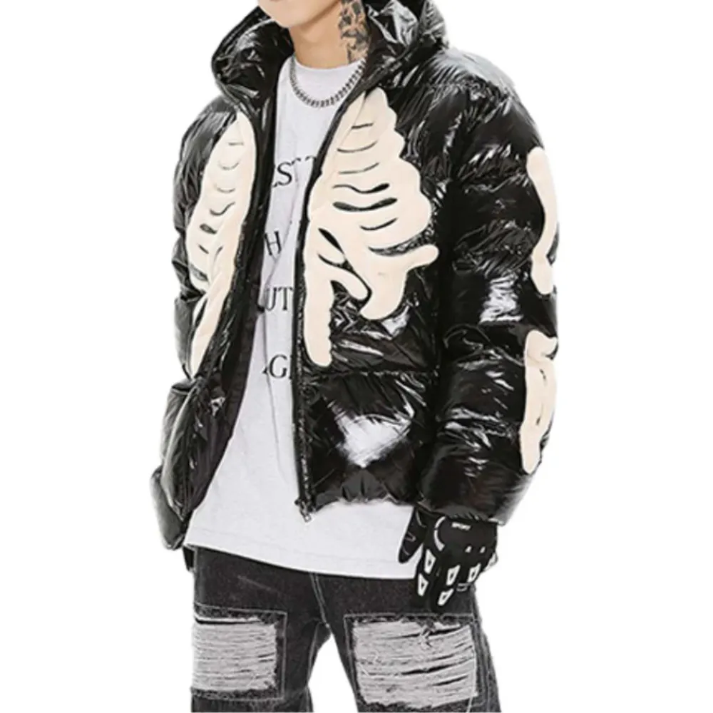 Dark Flocking Embroidery Skeleton Coat