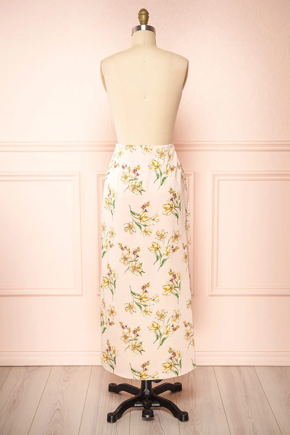 Emilia | Satin Floral Midi Skirt