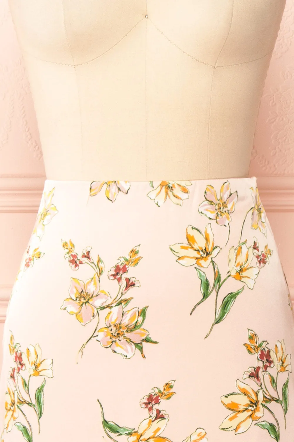 Emilia | Satin Floral Midi Skirt