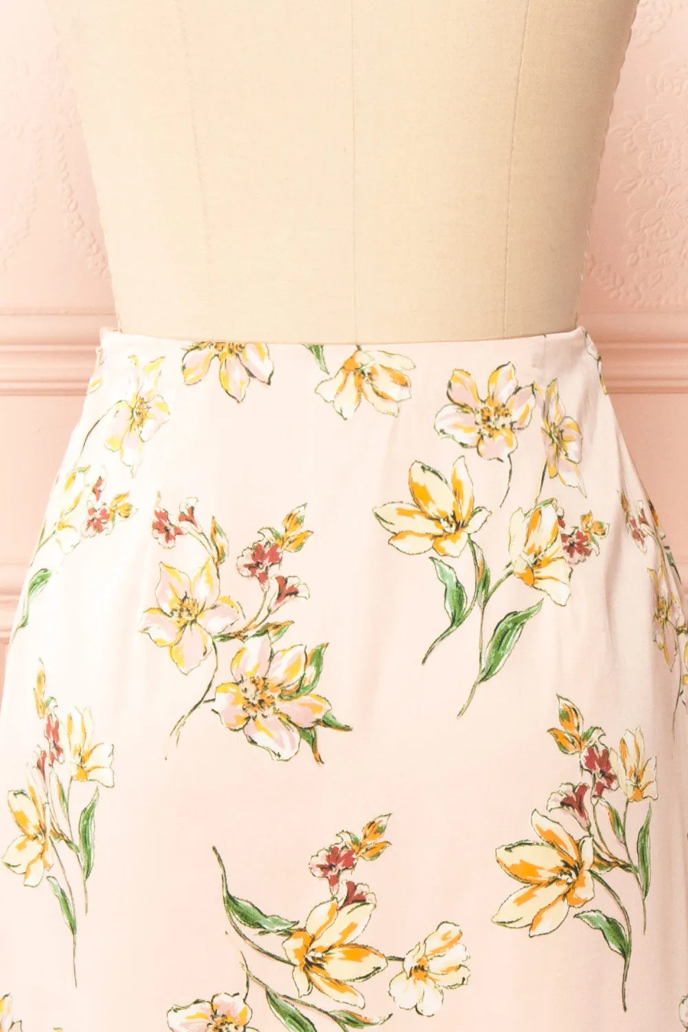 Emilia | Satin Floral Midi Skirt