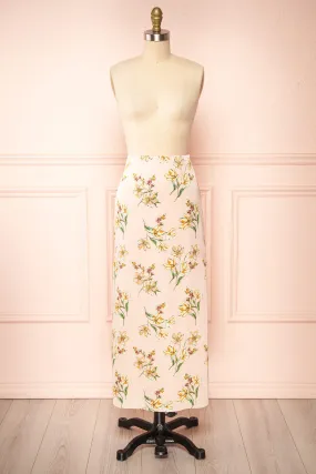 Emilia | Satin Floral Midi Skirt