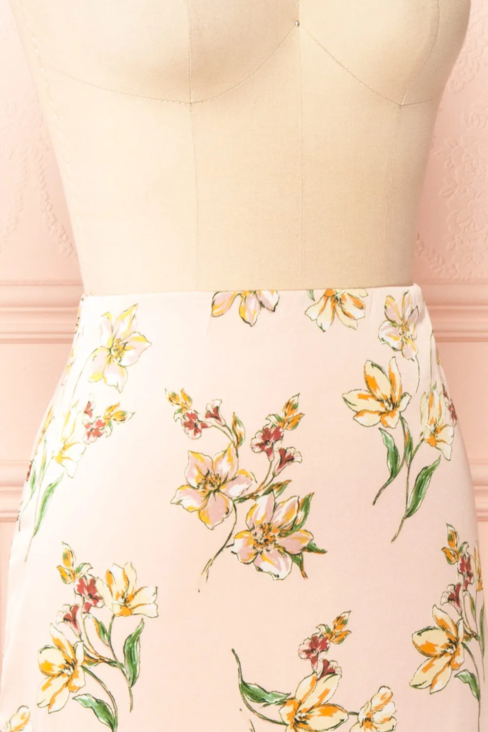 Emilia | Satin Floral Midi Skirt