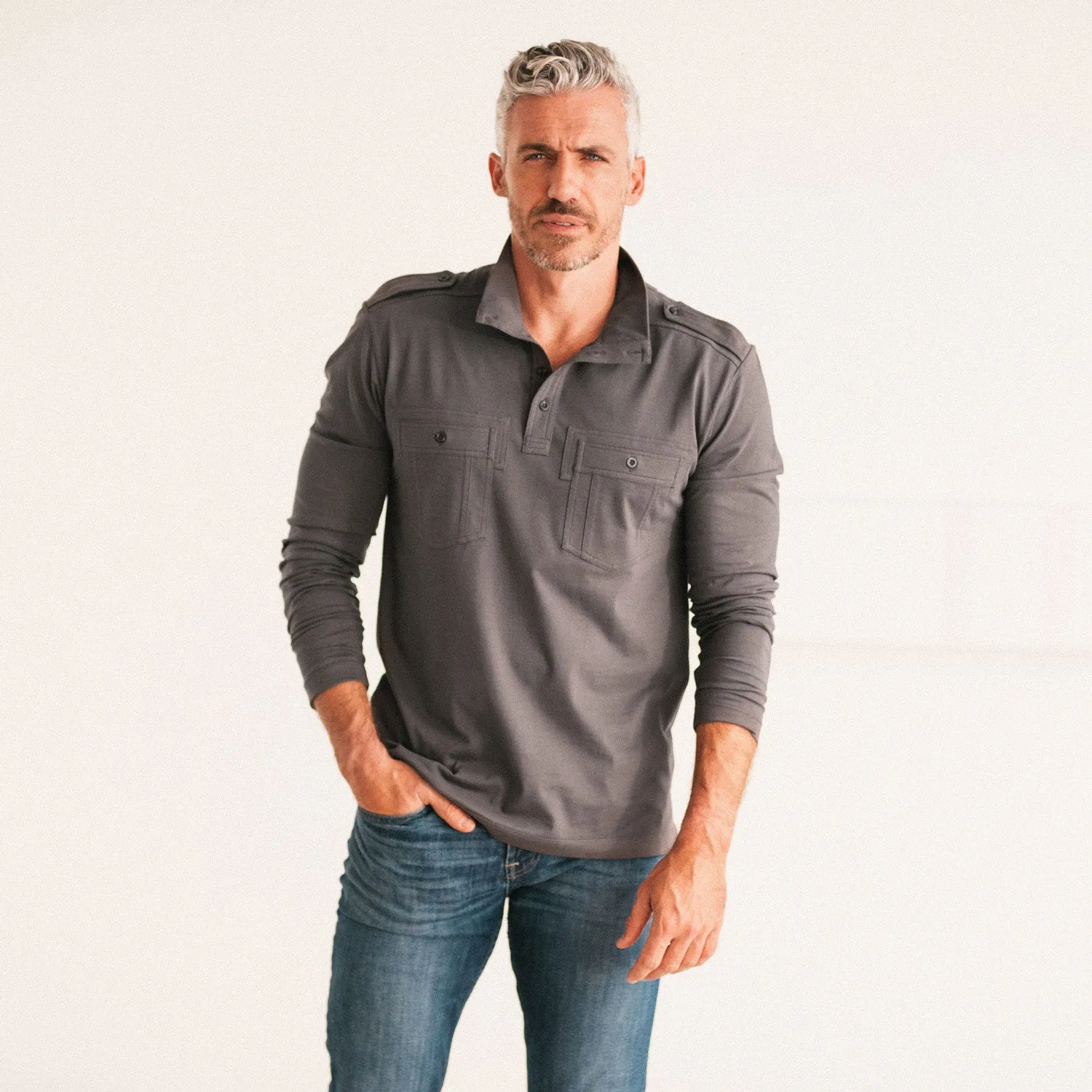 Finisher Pullover Shirt –  Slate Gray Cotton Jersey