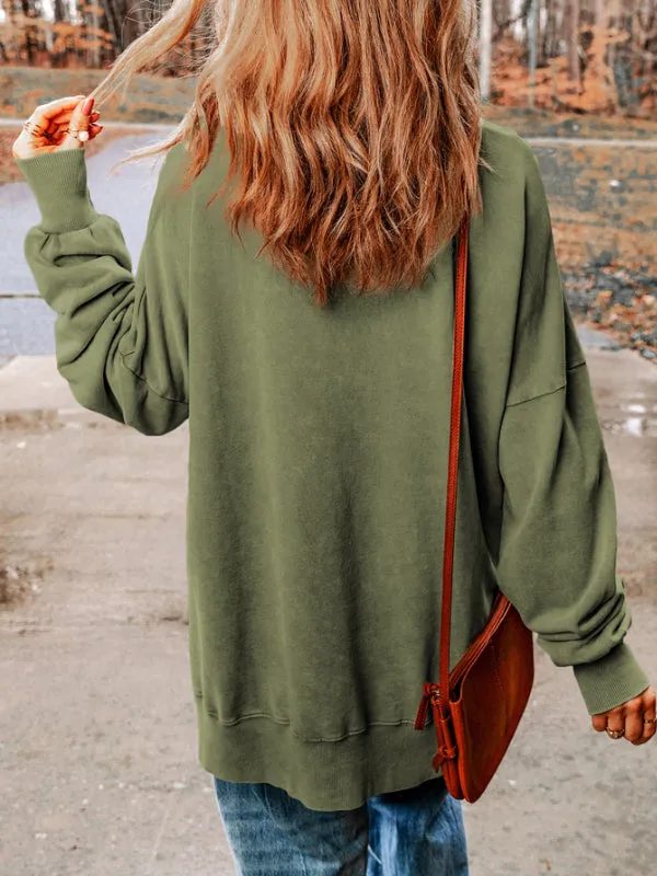 kesley MERRY Side Slit Long Sleeve Sweatshirt