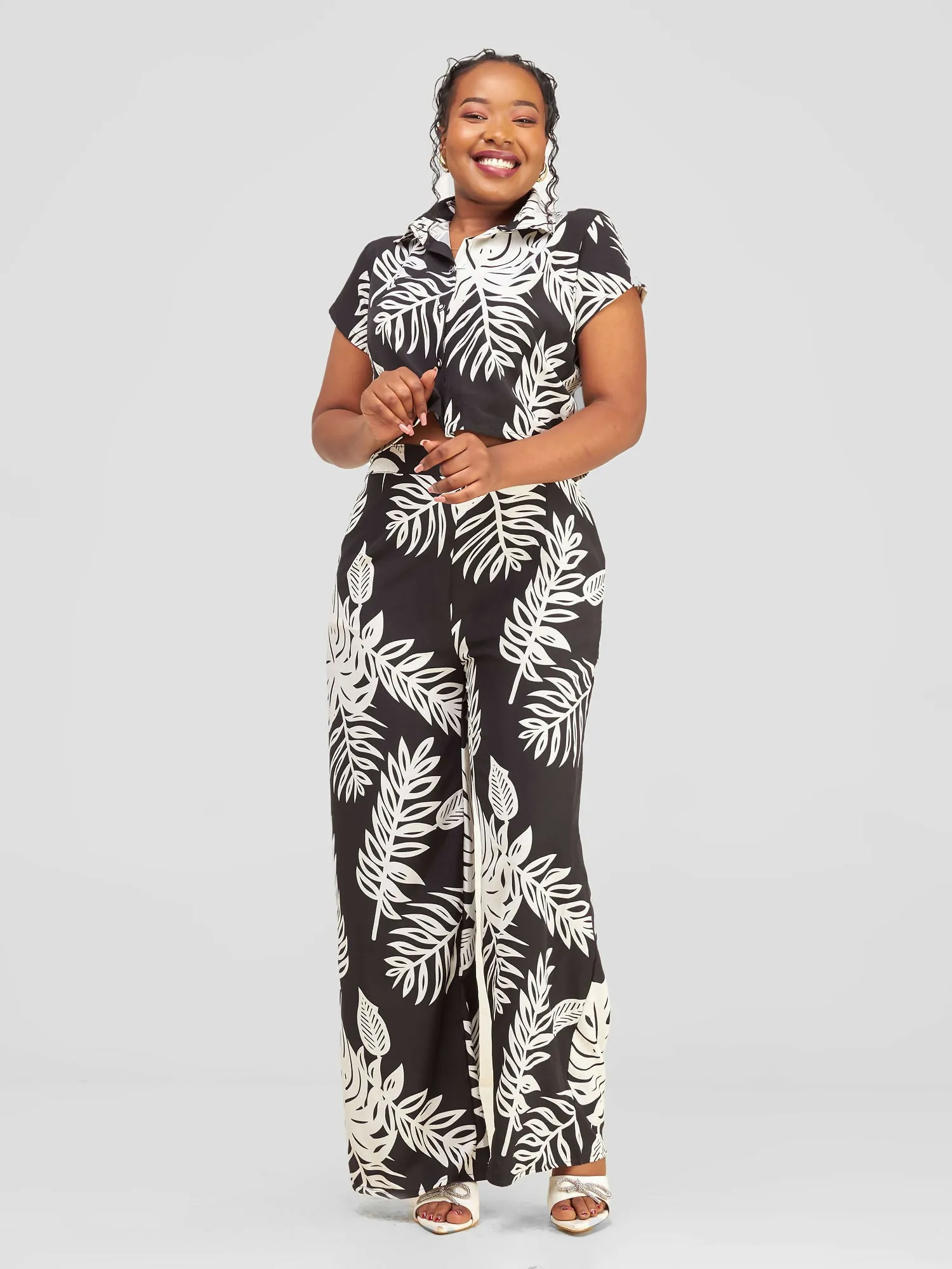 Kimono World Maua Two Piece Set - Black / White Print