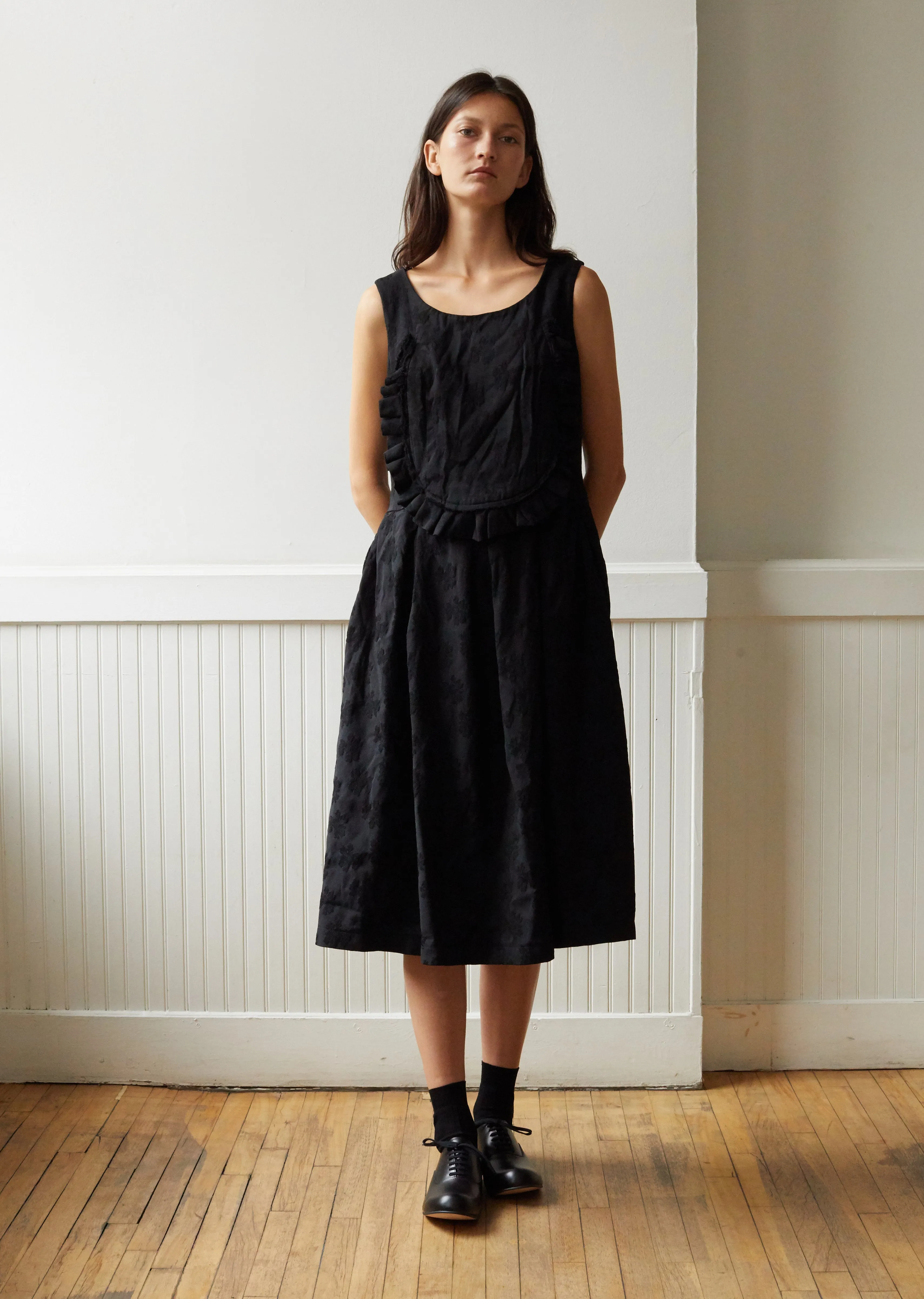 Polyester Jacquard Flower Pattern Garment Treated Dress