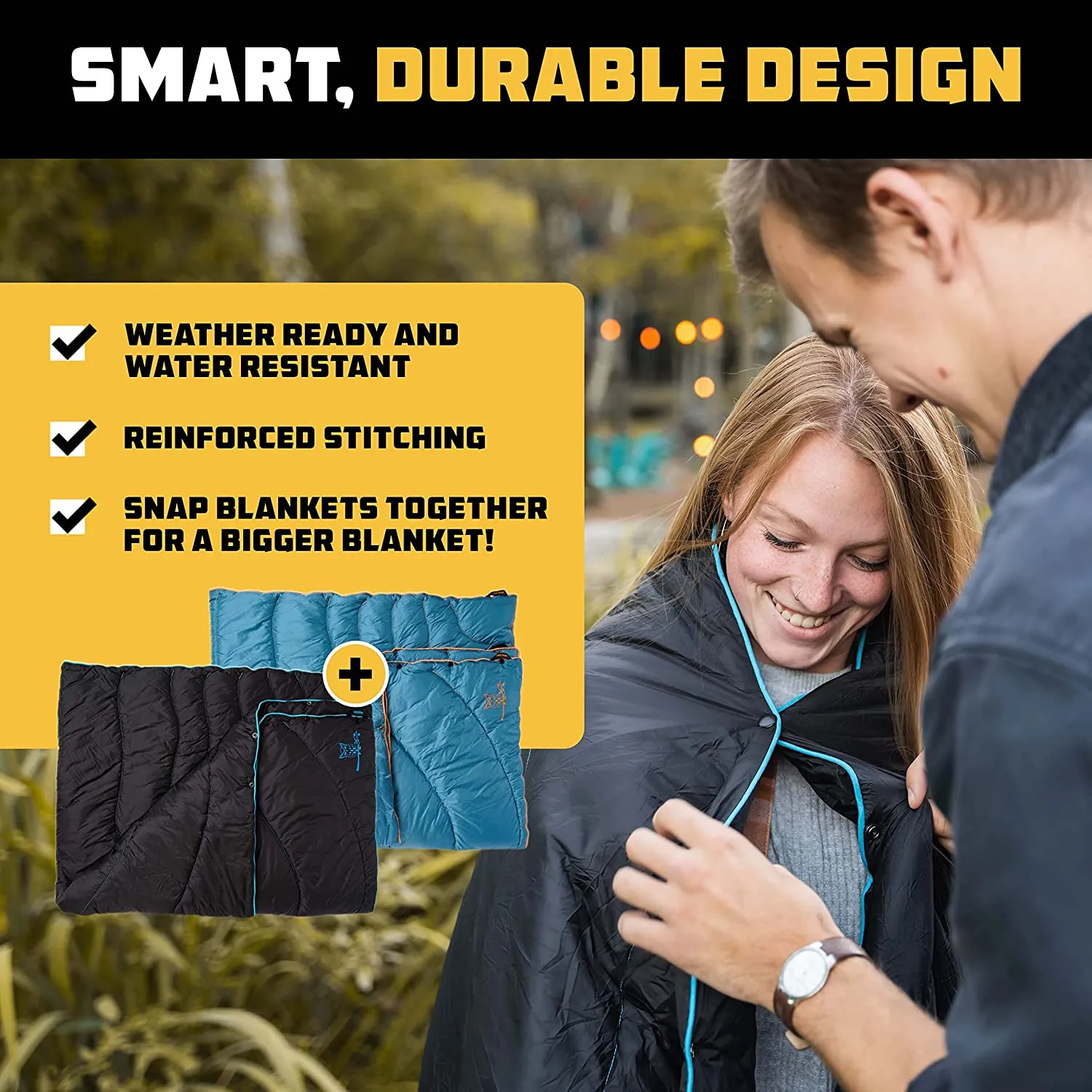Wise Owl Outfitters Camping Blankets for Cold Weather - Puffy, Packable, Compact, Warm & Insulated Camping Quilt - Outdoor Blanket for Stadium, Backpacking, Camping, Travel, and Hiking