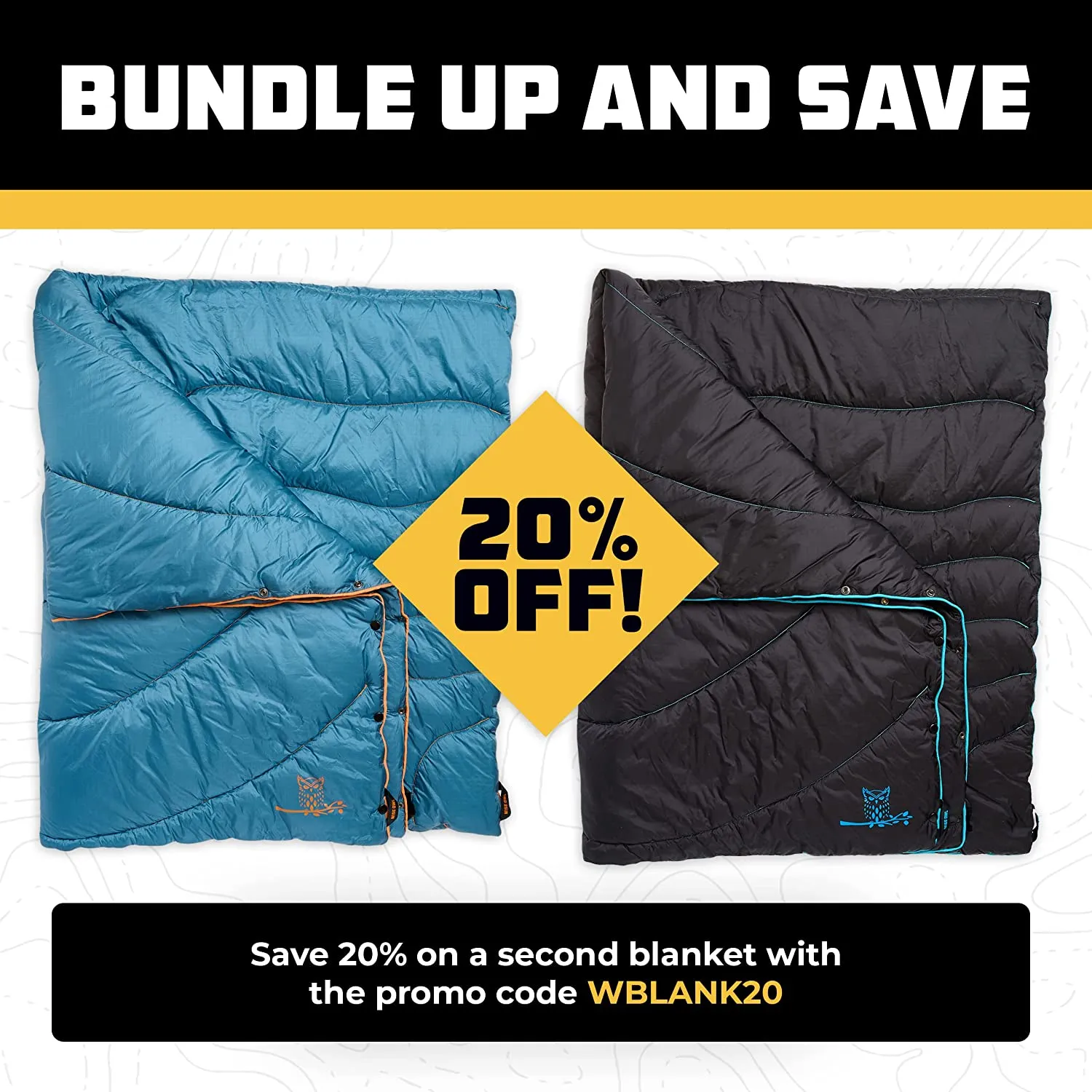 Wise Owl Outfitters Camping Blankets for Cold Weather - Puffy, Packable, Compact, Warm & Insulated Camping Quilt - Outdoor Blanket for Stadium, Backpacking, Camping, Travel, and Hiking
