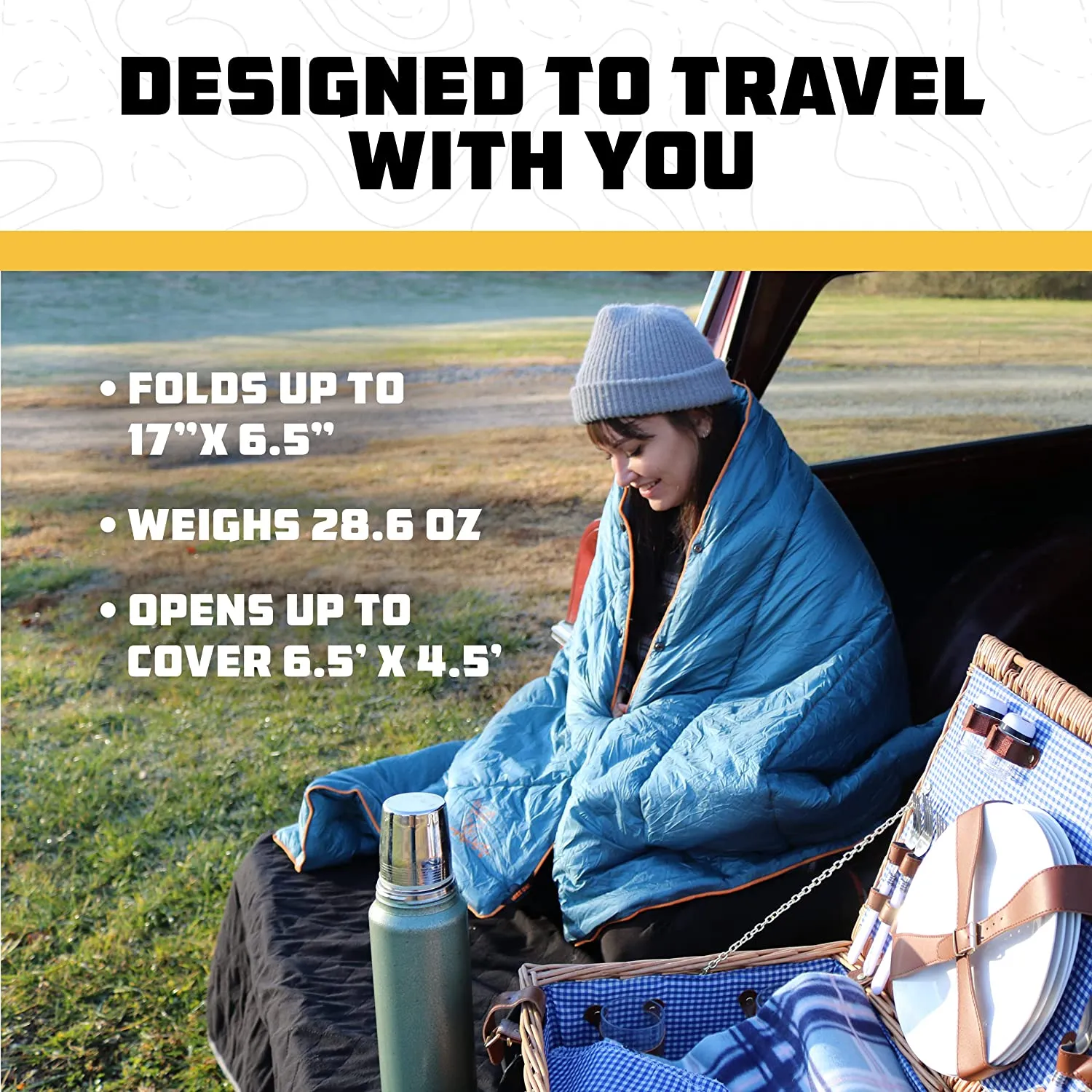 Wise Owl Outfitters Camping Blankets for Cold Weather - Puffy, Packable, Compact, Warm & Insulated Camping Quilt - Outdoor Blanket for Stadium, Backpacking, Camping, Travel, and Hiking