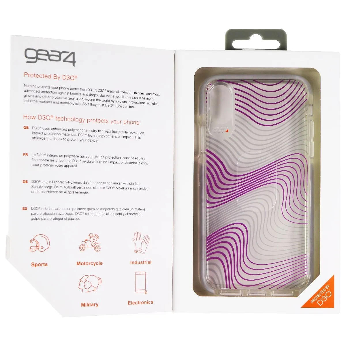 ZAGG Victoria Hybrid Case for Apple iPhone Xs/X - Clear / Purple Fabric Waves